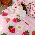 thumbnail image 4 of Manfei Red Strawberry 7pcs Bedding Comforter Set,Cute Daisy Flower Queen Bedding Sets,Girls Pink Queen Sheet Sets For Princess Kids,Super Cozy Room Decor Reversible, 4 of 8