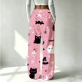 thumbnail image 3 of Halloween Pajama Pants for Women Spooky Pumpkin Ghost Lounge Bottoms Pjs Fall Halloween Jammies (Z003#-Pink L), 3 of 5