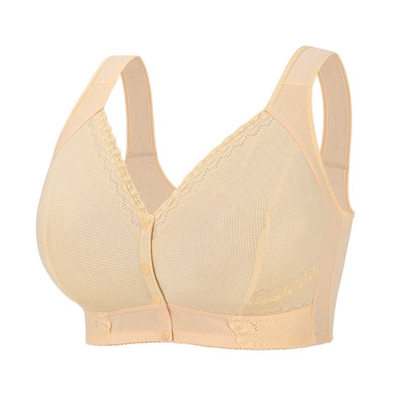 Front Closure Wireless Bras for Women Full Coverage No Underwire Comfort Lift Bra with Wide Straps Plus Size