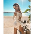 thumbnail image 4 of Women’s White Off Shoulder Long Sleeve Mini Dress – Textured Cut Sexy Summer Party Club Dress, 4 of 6