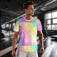 thumbnail image 3 of Wukai Fish Scale Print Men's Short-Sleeved Mesh T-Shirt,Quick-Dry Short Sleeve Workout T-Shirt-3X-Large, 3 of 8