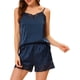 thumbnail image 1 of Conjuntos de pijama de satén para mujer INSPIRE CHIC con tirantes de encaje y pantalones cortos, 2 piezas, conjuntos de lounge de seda, XL, azul, 1 of 6