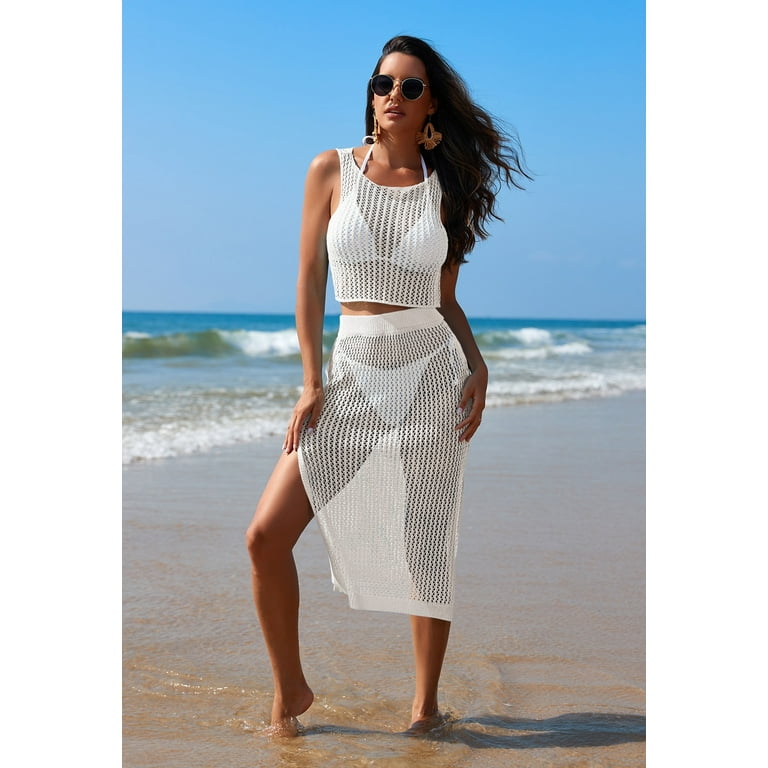 Pink Queen 2024 Women 2 Piece Swimsuit Crochet Hollow Out Pink Queen 2024 Women 2 Piece Swimsuit Crochet Hollow Out