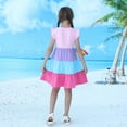 thumbnail image 4 of HILEELANG Girls Cotton Color Block Dress – 100% Soft Cotton Summer Sundress with Ruffle Sleeves, Multi-Color, Sizes 2T-12, 4 of 5