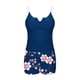 thumbnail image 5 of Traje de baño de 2 piezas para mujer, trajes de baño para mujer, conjunto de traje de baño informal de color liso extragrande con top dividido y relleno en el pecho para mujer, blusa de poliéster para, 5 of 6