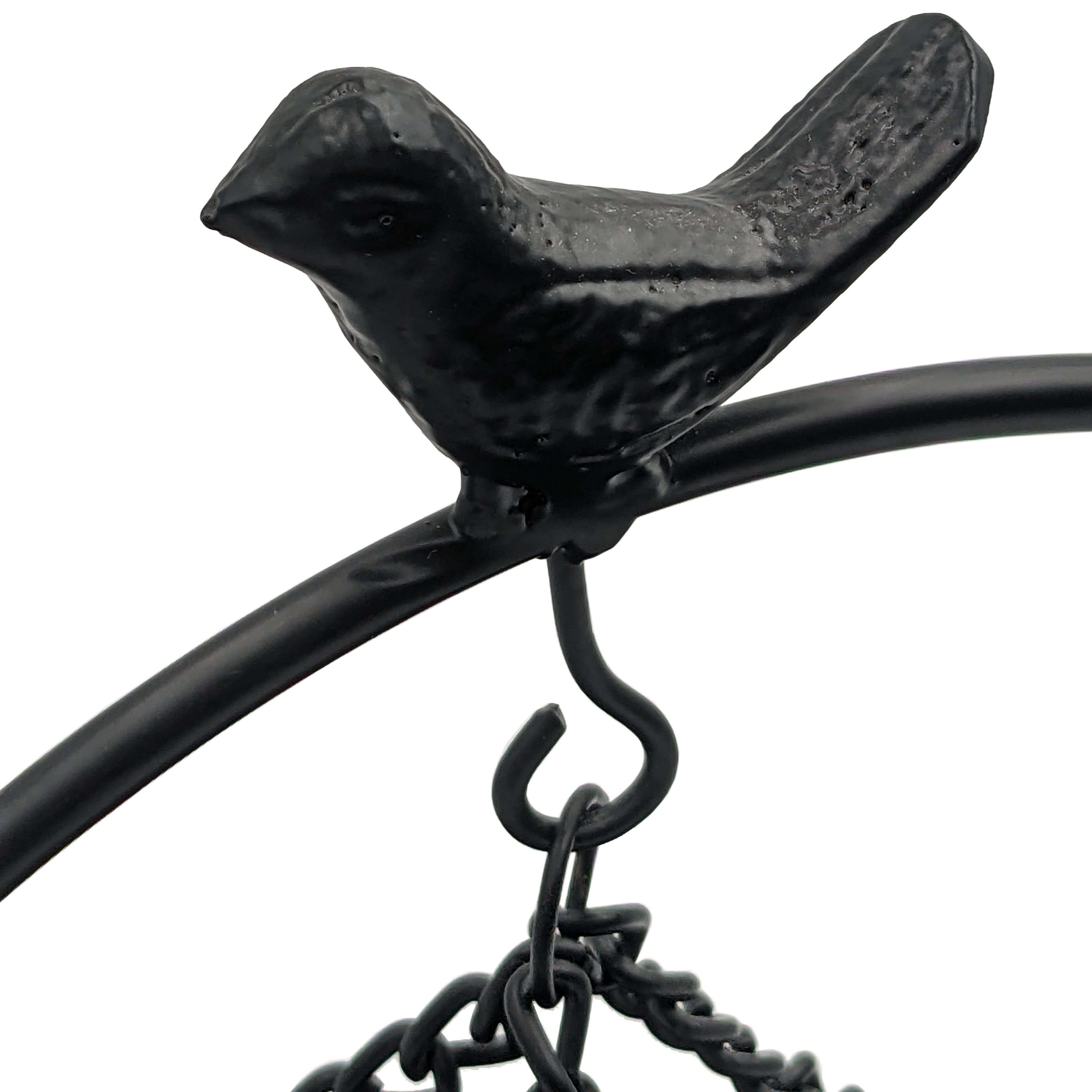 Science Purchase Elegant Matte Black Metal Bird Floor-Standing Indoor Planter with Hanging Bowl for Small Plants, 13-inches Tall x 8.6-inches Wide