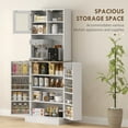thumbnail image 4 of HOMCOM 66.5" Pantry Cabinet with Microwave Stand, Freestanding Kitchen Storage Cabinet with Hutch and Adjustable Shelves, White, 4 of 10