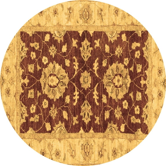 Ahgly Company Indoor Round Oriental Brown Traditional Area Rugs, 6' Round