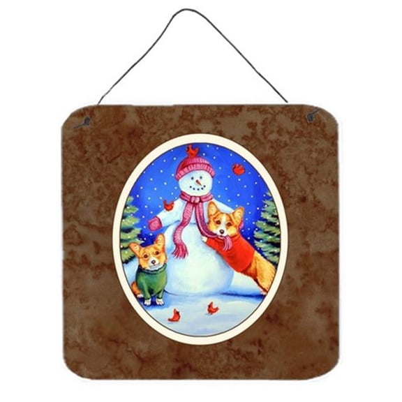 Snowman with Corgi Wall or Door Hanging Prints