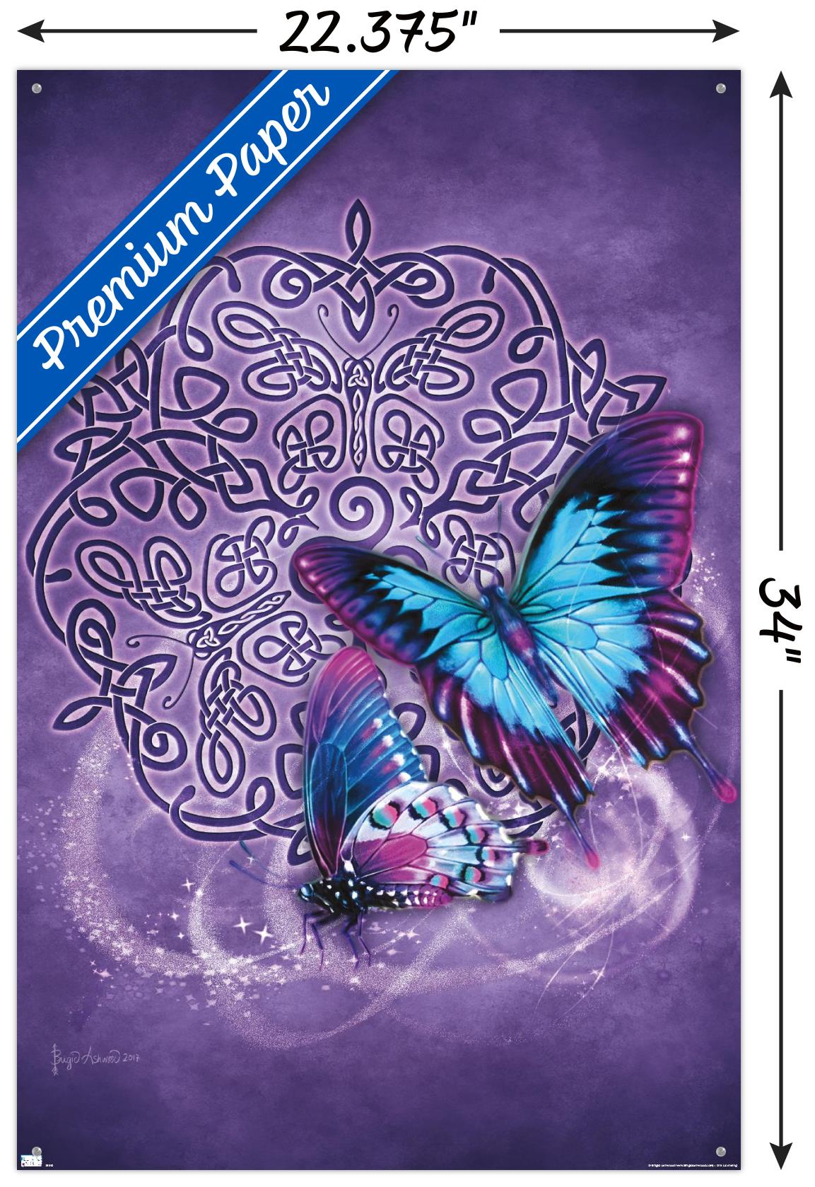 Brigid Ashwood - Celtic Butterfly Wall Poster with Pushpins, 22.375" x 34"