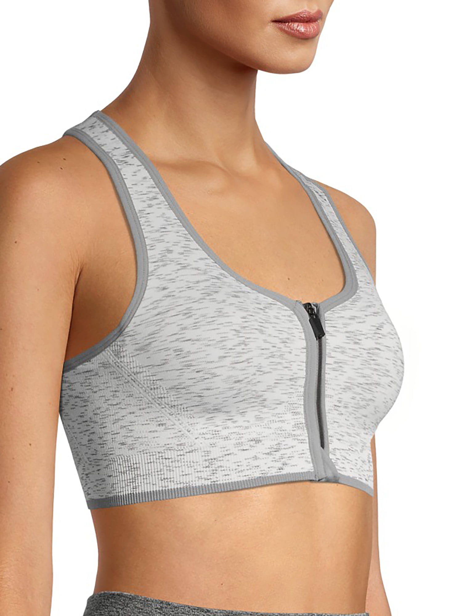 Avia Women's Seamless Zipfront Sports Bra, White Size Small