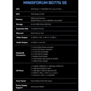 MINISFORUM BD775i SE Mini PC Motherboard AMD Ryzen 7 7745HX Gaming Computer Without RAM/SSD/OS, 2X DDR5 SODIMM Slots, 2X PCIe4.0 SSD, M.2 2230 Key E Slot, HDMI+DP+USB-C Triple Video Outputs