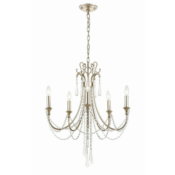 ARC-1905-SA-CL-MWP Crystorama Lighting Arcadia - 5 Light Chandelier-Hand Cut Crystal Type-Antique Silver Finish   -Traditional Installation