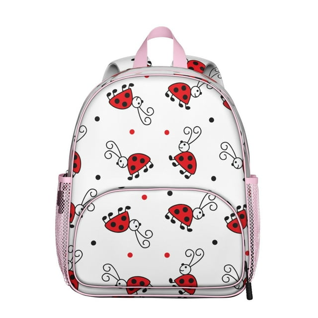 Red Ladybug Student Backpack – Cute Cartoon Ladybird Print With Nature Insect Garden Polka Dot Design
