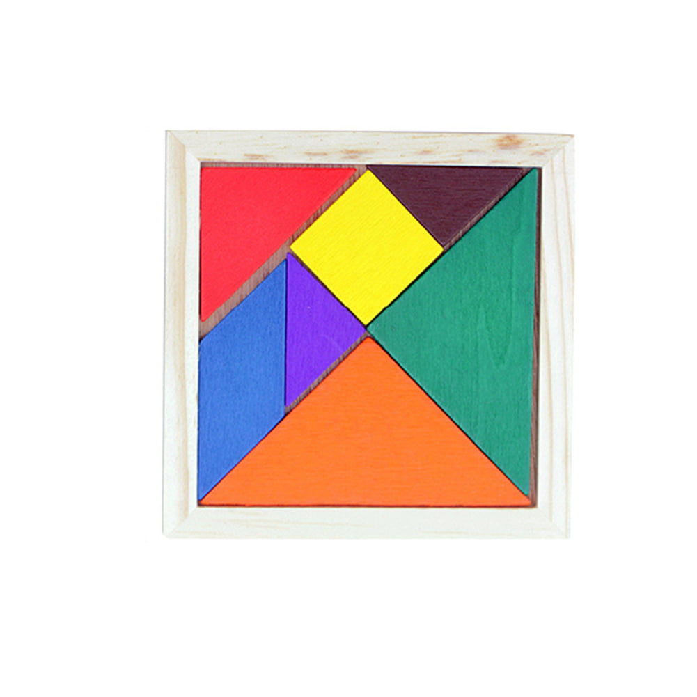 Color Wooden Tangram Brain Teaser Puzzle Educational Developmental Kids Toy S 