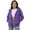 Purple, variant on WTOBBY Women's Off Shoulder Zipper Hoodie Sweatshirt Fashion Clothing Casual Jacket, Modern Cropped Style with Front Pocket and Comfortable Streetwear Look,Camel L