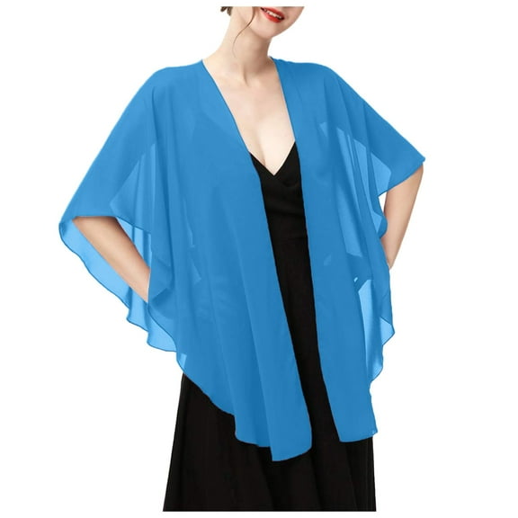 UJNDER Elegant Womens Chiffon Shawls and Wraps for Wedding Party Sheer Scarf Accessories for Evening Dresses Blue