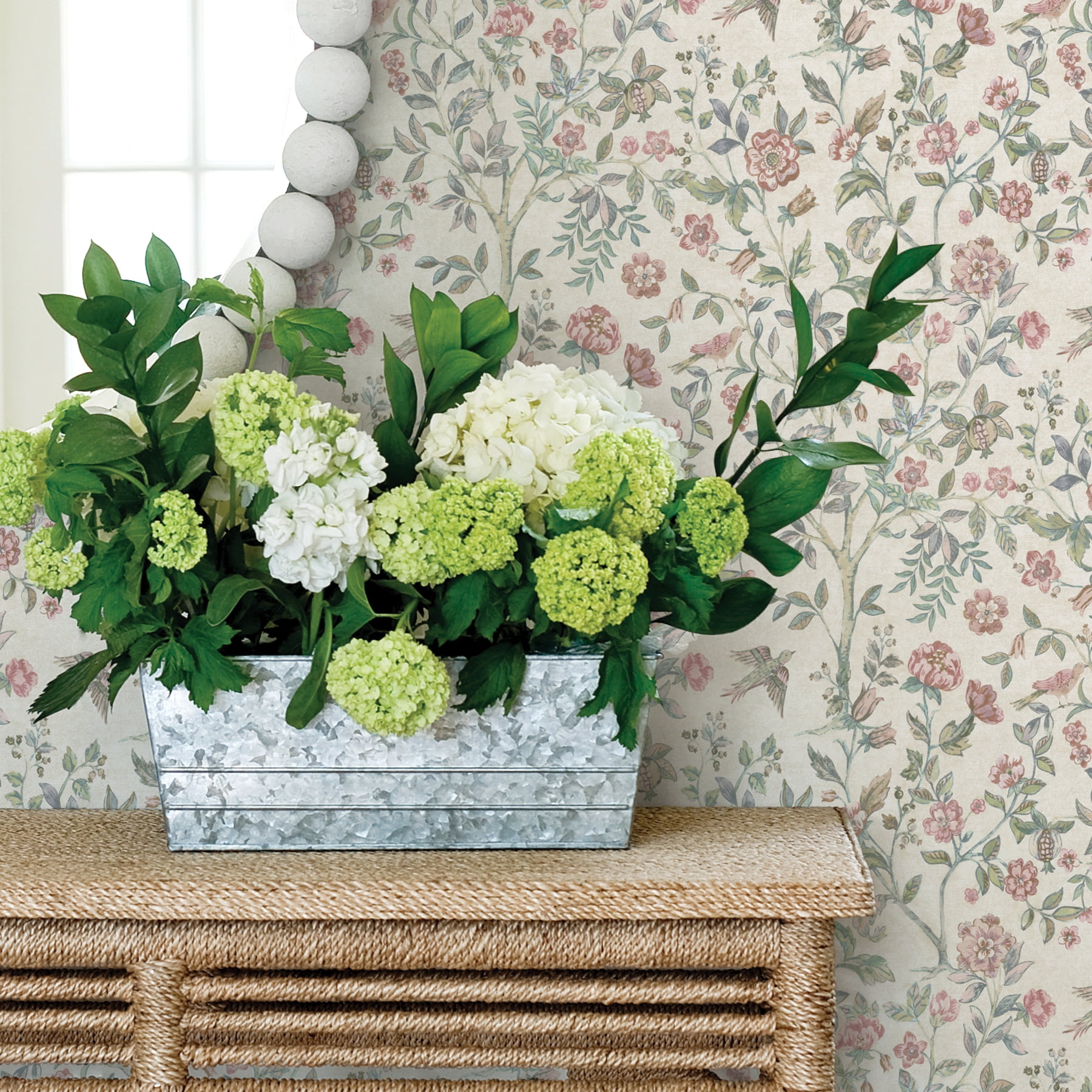 Better Homes & Gardens Blush Bird Botanical Peel and Stick Wallpaper 30.75 Sq. ft