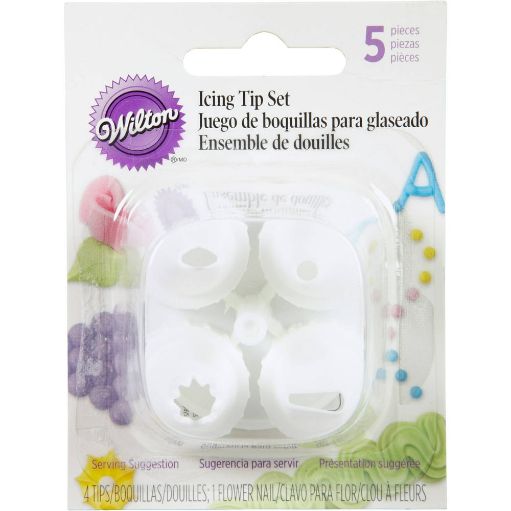 Wilton Icing Decorating Tip & Nail Set, Star, Round, Leaf, Petal, Flower 5 ct. 41847300