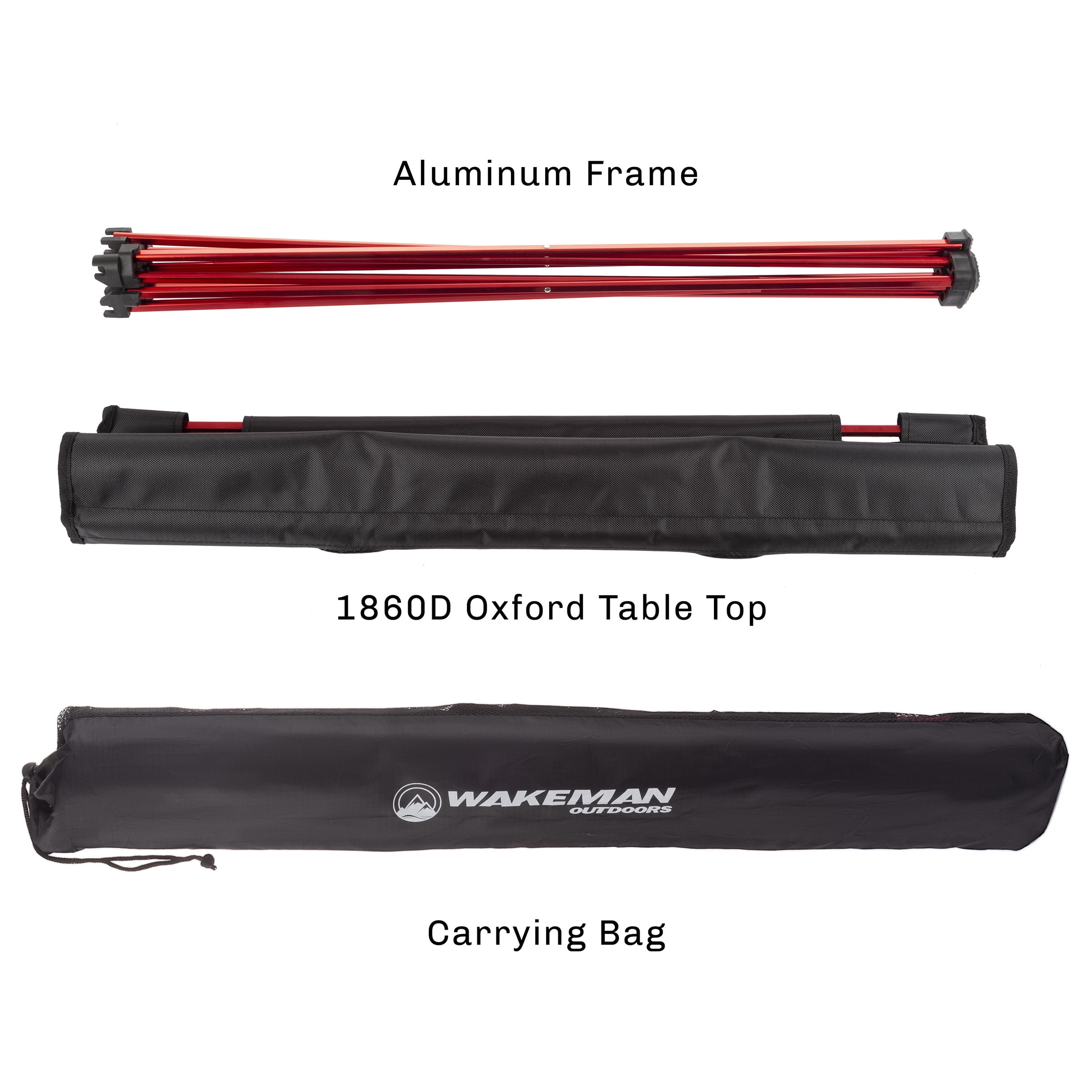 Camp Table-Outdoor Folding Table with 4 Cupholders and Carrying Bag by Wakeman Outdoors
