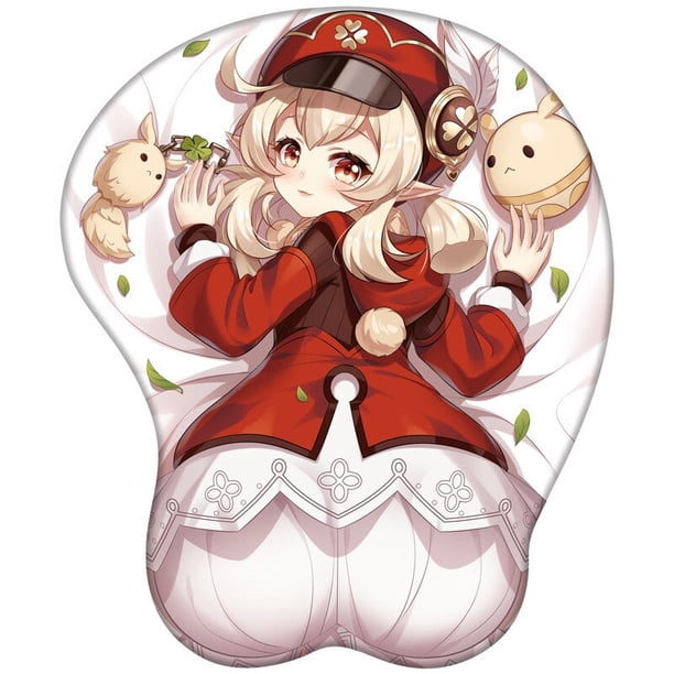 Genshin-alfombrilla de ratón con muñequera 3D de impacto, reposamuñecas de silicona, Anime Sexy, Ganyu Kokomi Guard Pad para PC Gamer Mouse Mat LIUWENJING unisex