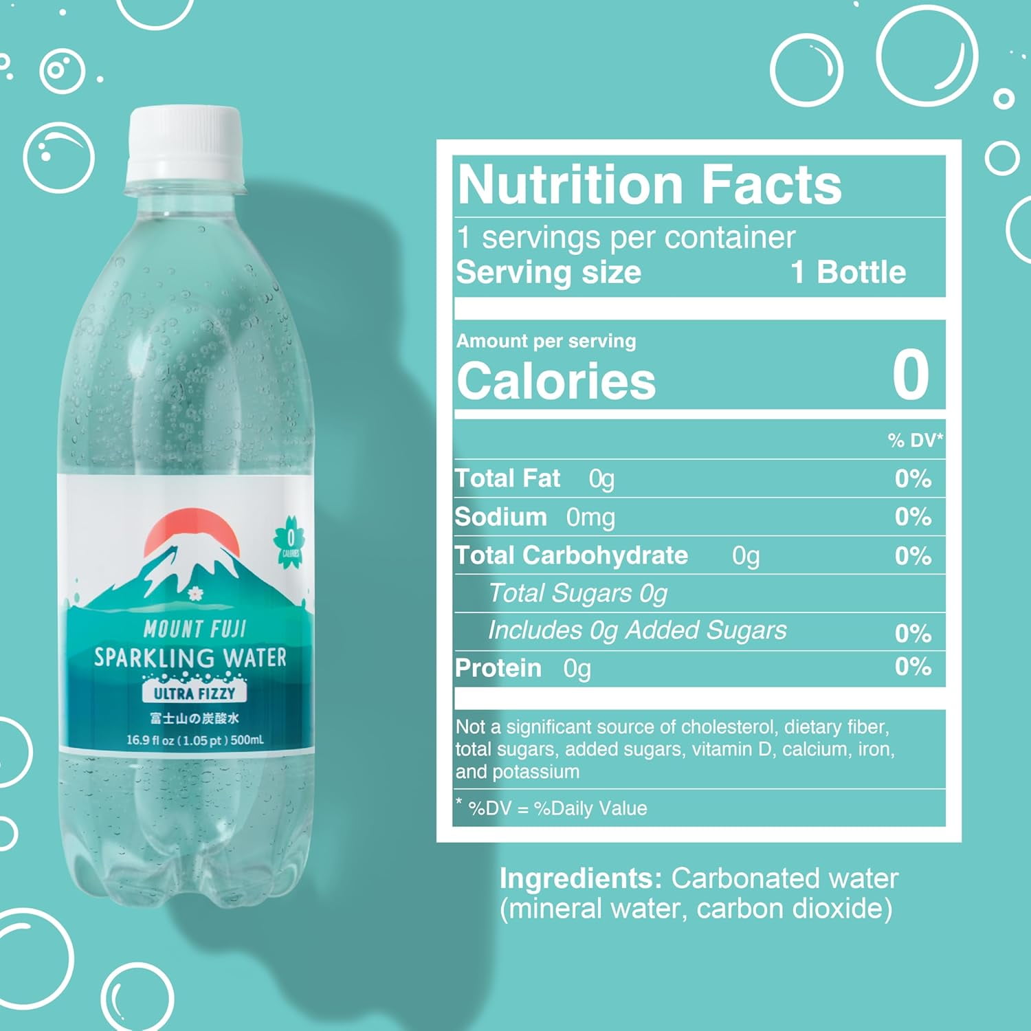 IRIS Sparkling Natural Mineral Water, 16.9 fl oz (500ml) Bottles, 24Pk
