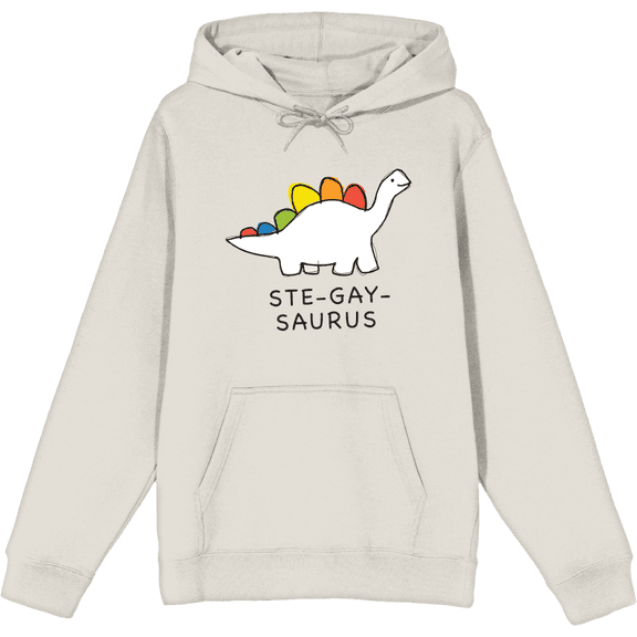 Pride Ste-Gay-Saurus Long Sleeve Adult Hooded Sweatshirt-Medium-Cream