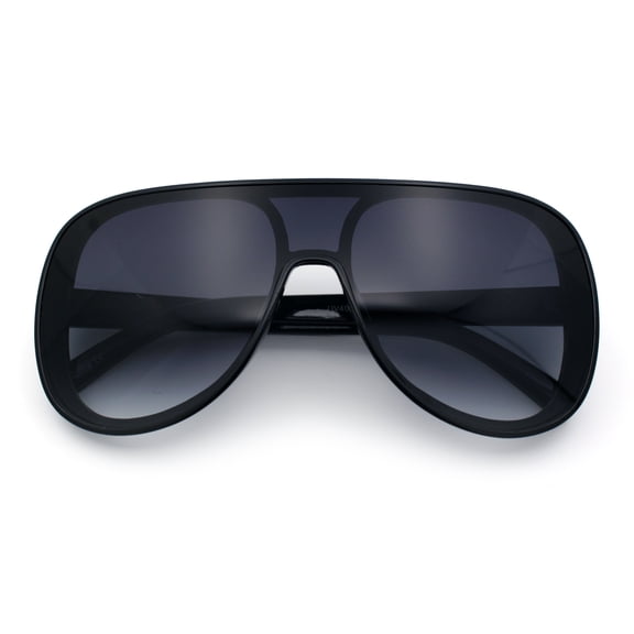 Oversized Inset Shield Racer Plastic Fashion Sunglasses Black - Smoke