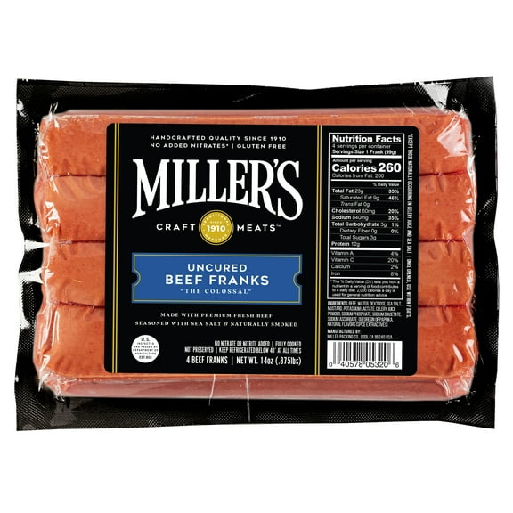 Miller's Craft Meats "The Colossal" Beef Frank, 4 Ct