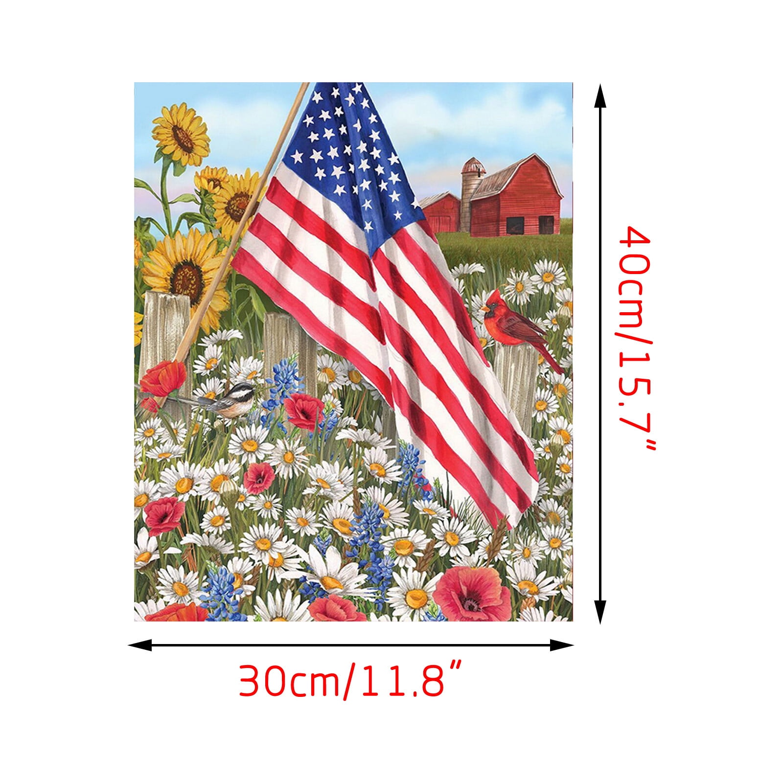 Cross Stitch Crystal Rhinestone Embroidery Pictures Arts Craft for Home Wall Decor Gift DIY 5D Diamond Painting America Flag by Number Kits Full Drills Amrica Flag and Cross 15.7 by 11.8 in 