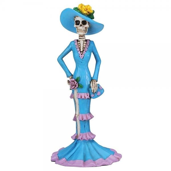 Dod Blue Senorita Mexican Traditional Skeleton Figurine
