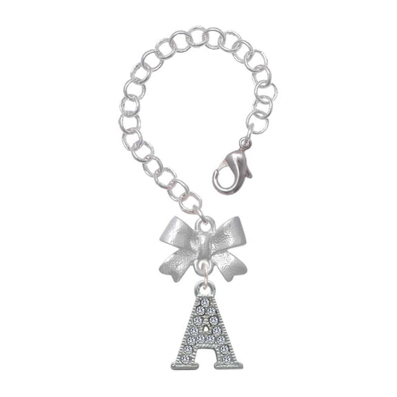 Delight Jewelry Silvertone Crystal Initial - A - Silvertone Bow Charm Accessory for Tumblers and Thermal Cups