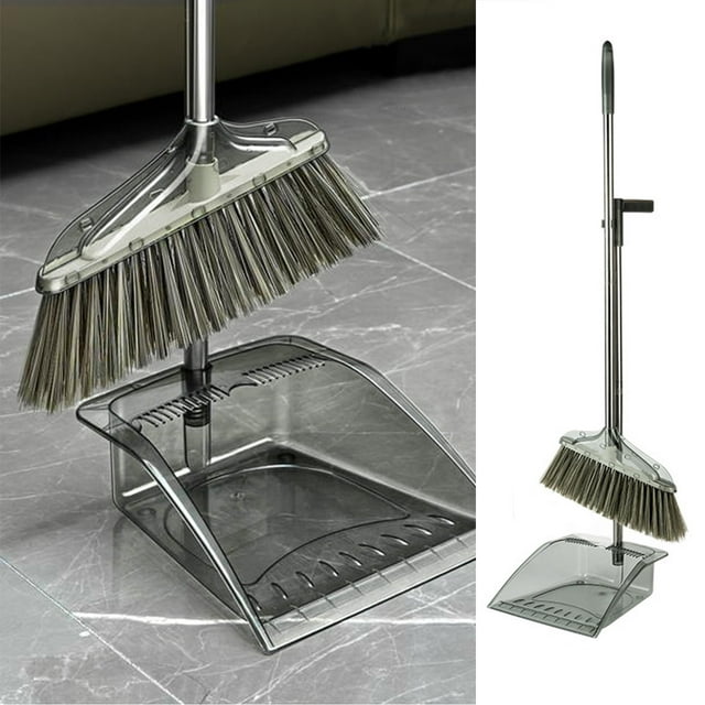 Vrorvz Ensemble de Porte-Poussière Transparent avec Réglage Télescopique pour un Nettoyage Efficace Intérieur Extérieur Construction Durable en Plastique Métal Rangement Facile pour la Maison
