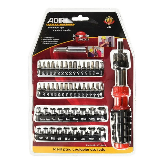 Juego Desarmador 61pz. 789 Adir negro