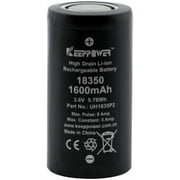 Keeppower IMR18350 Li-ion Battery Rechargeable High Drain 1600mAh 3.6V Flat Top Lithium Battery (Pack of 2)