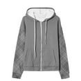 thumbnail image 3 of Zip Up Hoodies for Women Drawstring Soft Jackets Plaid Long Sleeve Casual Winter Sweatshirts with Pocket, 3 of 5