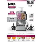 Ninja Food Processor 9-Cup, 3 Auto-iQ Presets, Chop Slice Shred, Dishwasher Safe, BN600 Silver