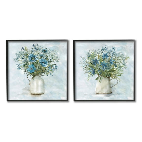Stupell Industries Country Mixed Floral Bouquets Painting Black Framed Art Print Wall Art, Set of 2, Design by Carol Robinson