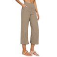 thumbnail image 4 of JUUNthy Womens Capri Pants, Cotton Linen Straight Leg High Waisted Loose Fit Casual Pants with Pockets Blue S, 4 of 8