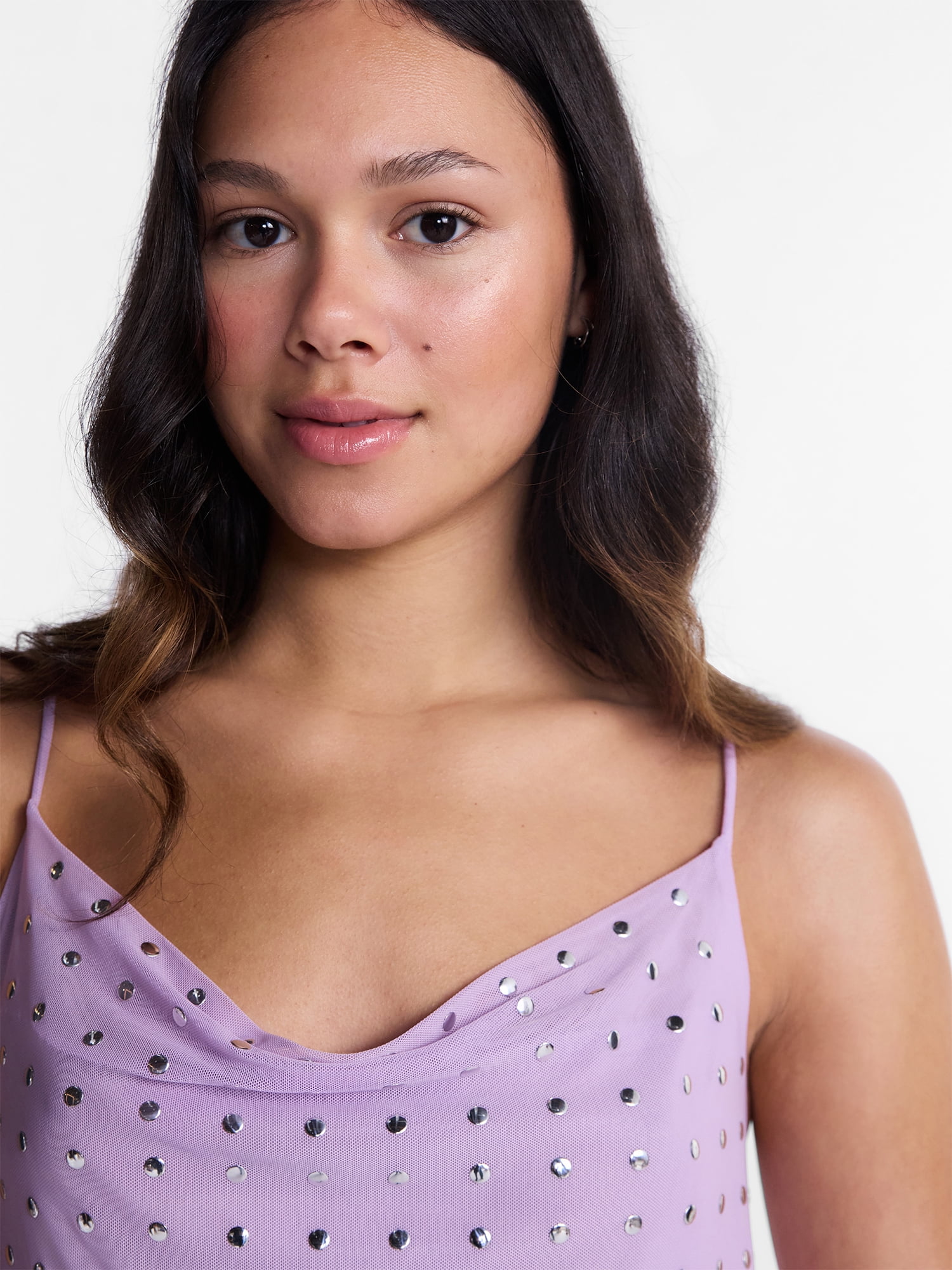 No Boundaries Studded Cowl Neck Cami, Women's XXS-XXL
