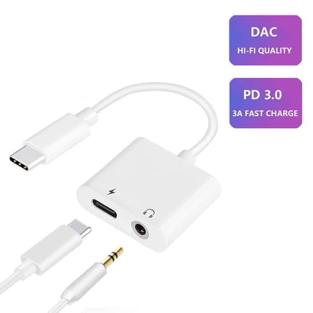 EIMELI USB to Headphone Jack Adapter with 3.5mm Aux Audio and Type C Charger Dongle Converter C C Earphone Adaptor