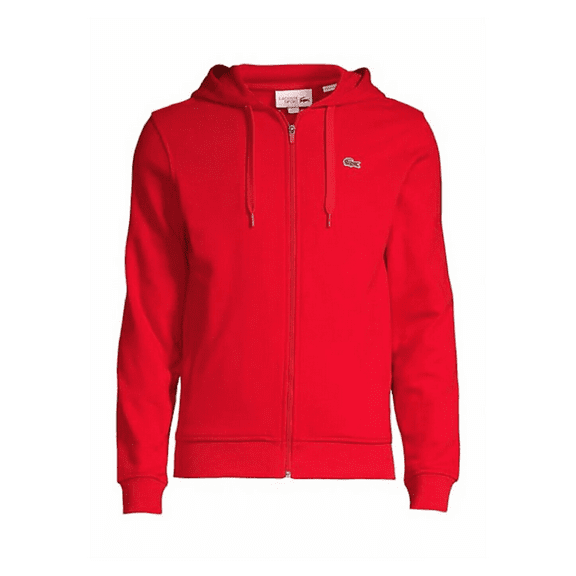 Lacoste Men's Sport Long Sleeve Fleece Full Zip Hoodie Sweatshirt, Red, 9R-2XLB