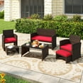 thumbnail image 4 of Gymax Ensemble de Meubles de Patio 6 Pcs avec 1 Causeuse 1 Table Basse 2 Fauteuils 2 Ottomans Rouge, 4 of 7