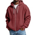 thumbnail image 3 of jiaxiM Waffle Knit Hoodies for Men Zip Up Hooded Sweatshirt with Kangaroo Pocket Lightweight Loose Fit Athletic Jackets, 3 of 5