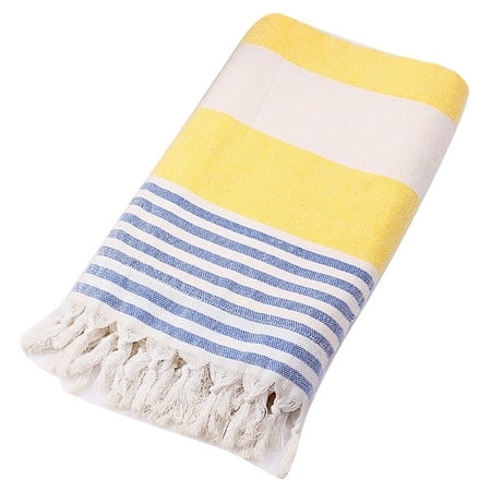 

GIFZES Cotton Striped Tassel Breathable Bath Towel Beach Blanket Table Cloth Yoga Mat 180cmx100cm