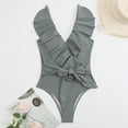 thumbnail image 3 of TIMIFIS Women's V Neck One Piece Swimsuit Ruffled Lace Up Monokini, 3 of 5