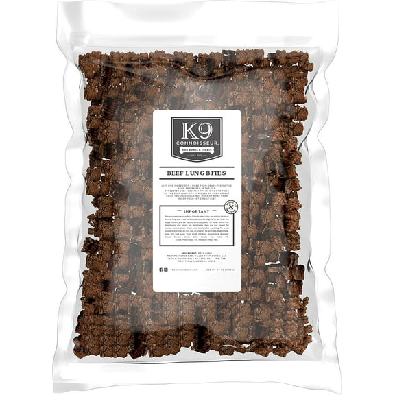 K9 Connoisseur Beef Lung Bites Dog Treats - Made in USA, One Ingredient Dog Treats & All Natural Dog Treats, Grain Free Dog Treats for All Breeds & Sizes - 2.5 Pounds