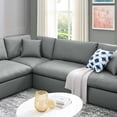 thumbnail image 5 of Sectional Sofa Set, Faux Vegan Leather, Grey Gray, Modern Contemporary Urban Design, Living Lounge Room Hotel Lobby Hospitality, 5 of 10