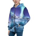thumbnail image 2 of Pofeuu Night At Lake Aurora 1 Print Teenage Zipper Hoodie Sweatshirts Hooded Casual Jackets With Pocket For Boys Girls-Small, 2 of 6