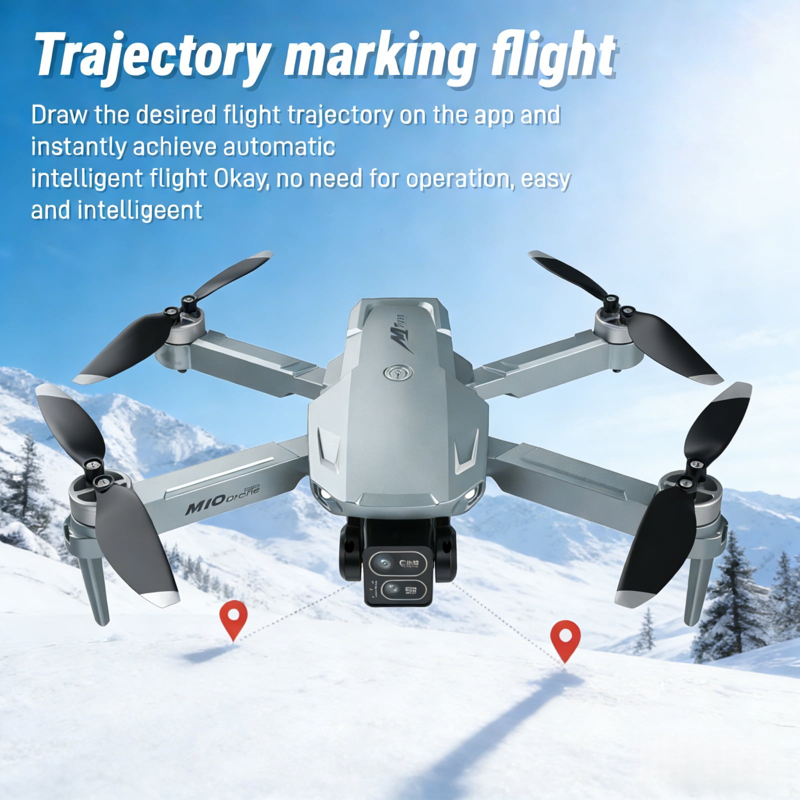 Foldable Dual-Camera Drone with Brushless Motor, Optical Flow Positioning, 4K HD FPV, Long Flight Time with 2 Batteries, Remote Control – Gunmetal Gray.